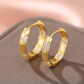 Clear Stone Cluster Hoop Earrings In Polished Gold Tone view 2