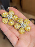 Gold Zircon Pave Flower Statement Ring And Stud Earrings view 2