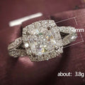 Silver Tone Square Cluster Clear Stone Split Shank Ring view 5