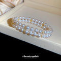 Double Row Pearl Bracelets and Matching Pearl Band Rings view 4