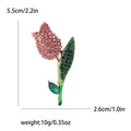 Rhinestone Tulip Brooch Green Leaf Stem Pink Red Blue Pin view 6