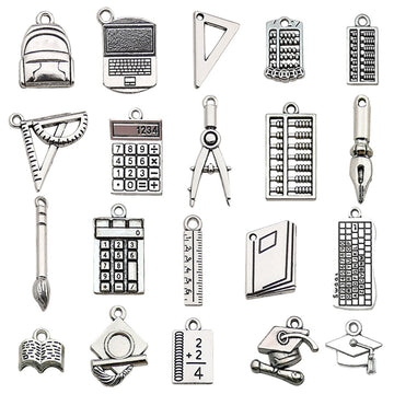 Metallic School Supply Metal Charms with 25 Listed Options