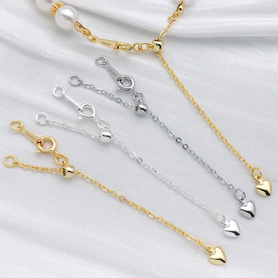 Adjustable heart tip extension chains arranged as a full product overview