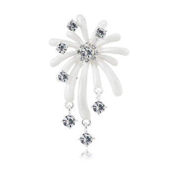 White Flower Metal Brooch Pin for Jackets and Lapels