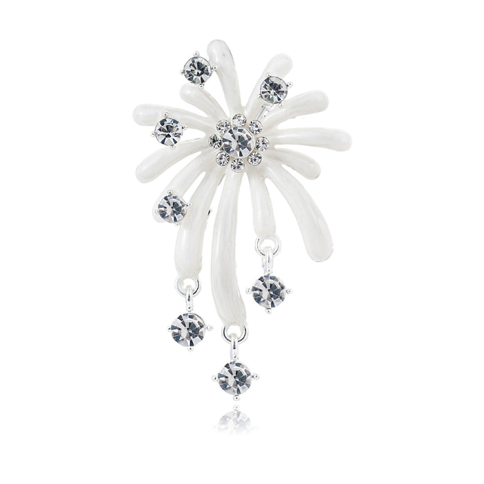 White Flower Metal Brooch Pin for Jackets and Lapels