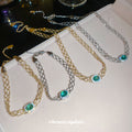 Lattice Mesh Green Halo Stone Necklace and Bracelet view 3
