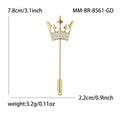 Crown Stick Pin Brooch in Detailed Metal and Crystal Design view 7