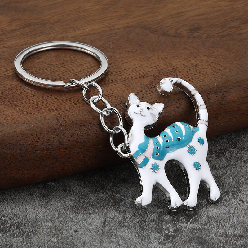 Cute Enamel Cat Metal Keychain for Bags, Keys and Fashion Accessories