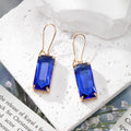 Rectangle Glass Crystal Dangle Earrings Gold Hooks 8 Colors view 8