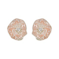 Silver-Tone Shell Chip Flower Stud Earrings With Heart Stones view 5