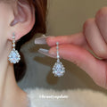 Silver Tone Crystal V Necklace and Teardrop Earring Set view 3
