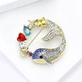Gold Crystal Whale Brooch Blue Pavé Multicolor Gems view 4