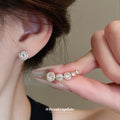 Mixed Size Clear Crystal Stud Earrings, Six Piece Set view 1