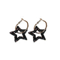 Black Crystal Open Star Hoop Earrings Jewelry Accessories view 5