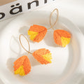 Woven Two Tone Leaf Gold Tone Extra Long Hook Earrings view 12