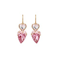 Pink Crystal Strawberry Drop Earrings with Polished Metal Details view 5