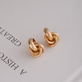Sculpted Triple Twist Knot Gold Tone Stud Earrings view 2