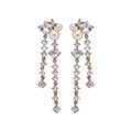 Silver Tone Crystal Chain and Pearl Drop Stud Earrings view 5