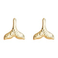 Gold Mini Snowflake and Whale Tail Stud Earrings Two Designs view 5