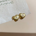 Gold Tone Heart Stud Earrings With Starburst Crystals view 6