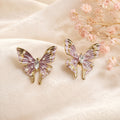 Enamel Look Butterfly Pearl Accent Stud Earrings in Three Colors view 8