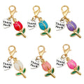 Thank You Heart And Tulip Metal Charm With Lobster Clasp, 6 Colors view 5