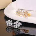 Floral Cluster Crystal Stud Earrings in Two Finishes view 3
