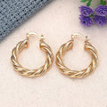 Gold Tone Triple Twist Hoop Earrings Polished Statement Fashion Jewelry view 3