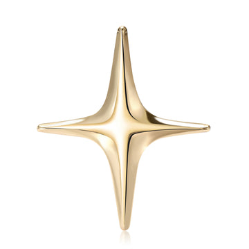 Polished Four Point Starburst Brooch in Two Metal Tones