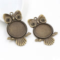 Perched Owl Round Pendant Bezel Blank for Cabochon Craft view 2