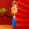 Hollow Lucky Cat Tassel Keychains in Five Colors and Plain Option view 2