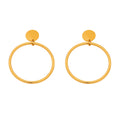 Large Hoop Drop Earrings With Round Disc Stud Tops view 5