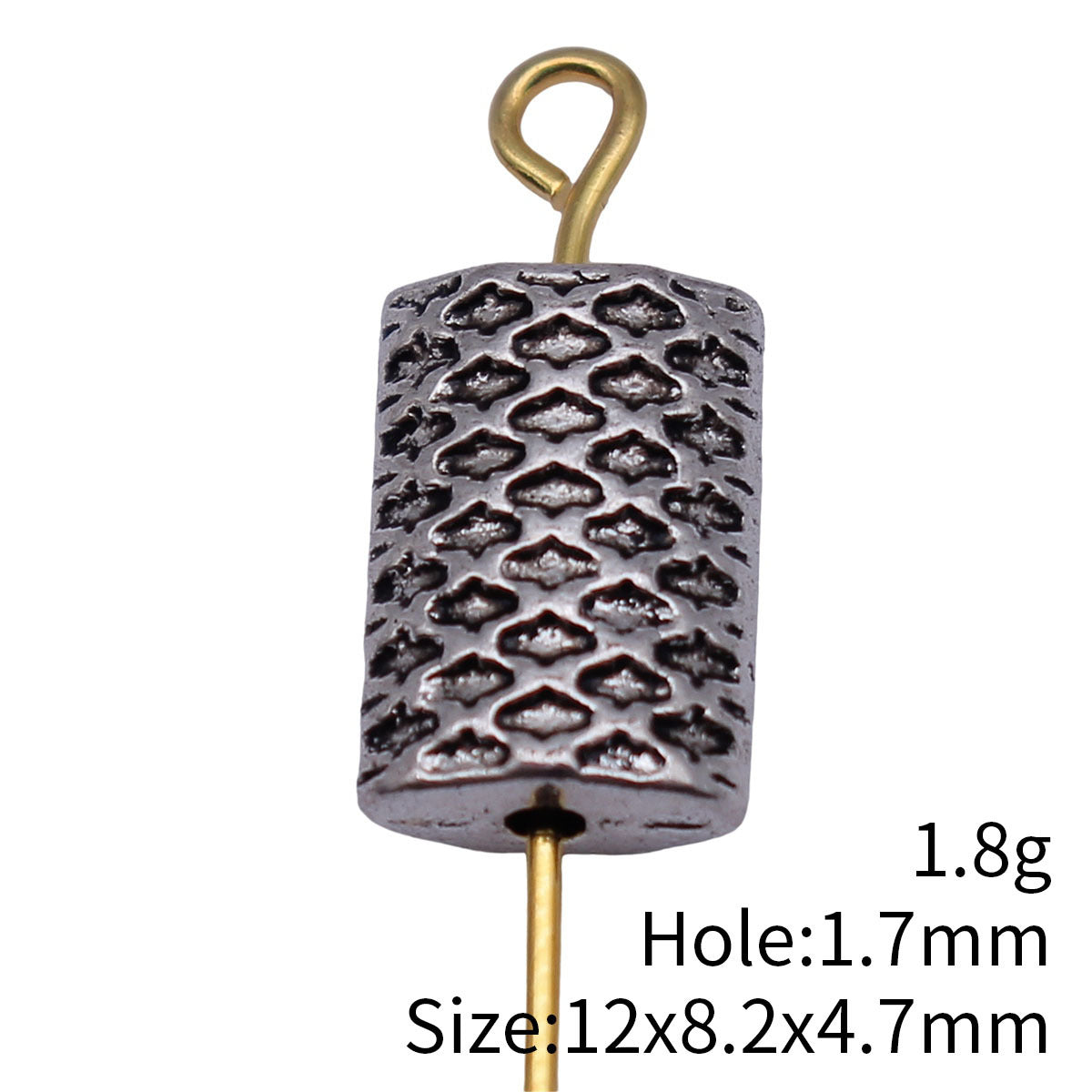 12x8.2x4.7mm 1.8g Antique Silver Tone Zinc Alloy Diamond Grid Texture Loose Metal Beads for DIY Jewelry