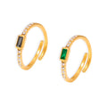 Open Ring Rectangle Glass Stone Crystal Pave Adjustable Band view 5
