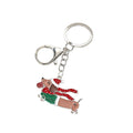 Silver Tone Christmas Dachshund Split-Ring Keychain with Lobster Clasp view 5