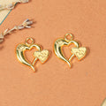Vintage Double Heart Key Charm Metal Jewelry Component, 3 Finish Options view 1