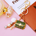 Crystal Mini Handbag Keychains with Pearl and Flower Dangles in Eight Options view 11