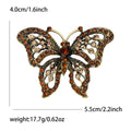 Filigree Butterfly Brooch Blue or Amber Rhinestone Metal view 5