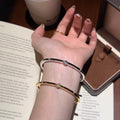 Thin Open CZ Station Bangles In Silver Or Gold Tone view 3