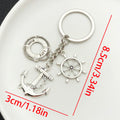 Antique Silver Nautical Anchor and Sailboat Keychain Set view 6