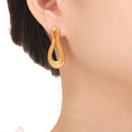 Gold Geometric Textured Cross Hatch Loop Hoop Earrings view 3