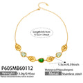 Gold Freeform Oval Glass Stone Station Collar Necklace view 8