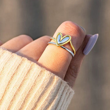 Double-Rail Open Heart Ring In Gold And Silver Tones