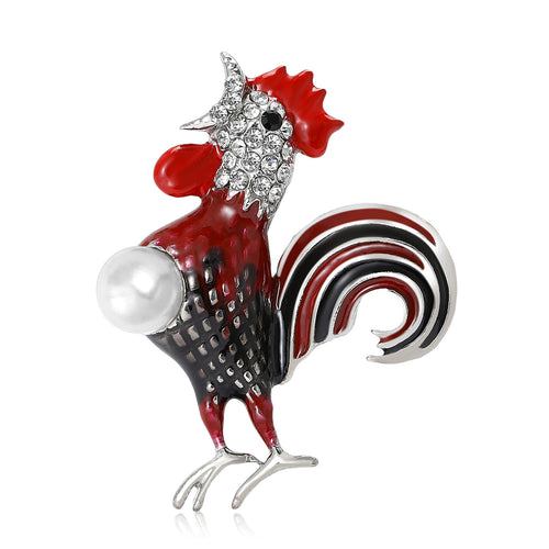 Enamel rooster with pearl in a second product view