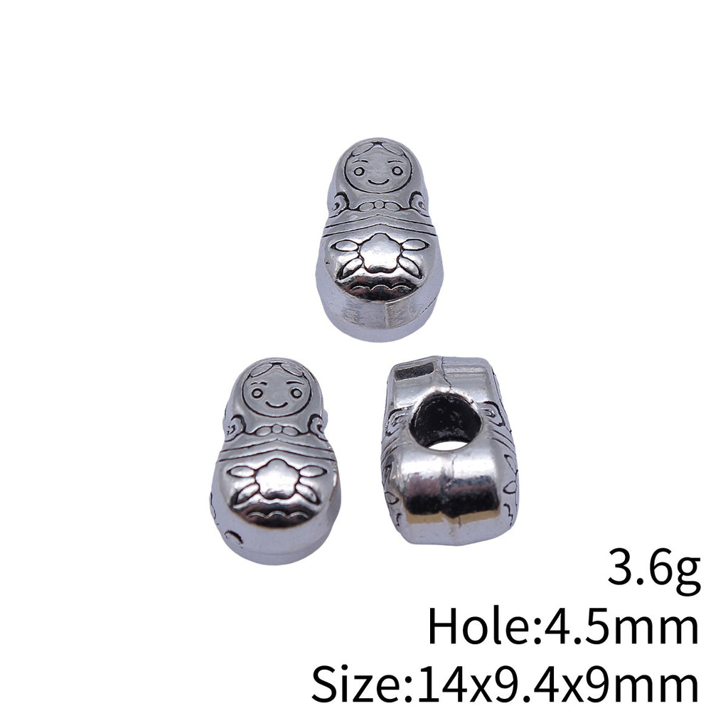 14x9.4x9mm 3.6g Multicolor Zinc Alloy Matryoshka Doll Large Hole Spacer Beads for Handmade Jewelry Making