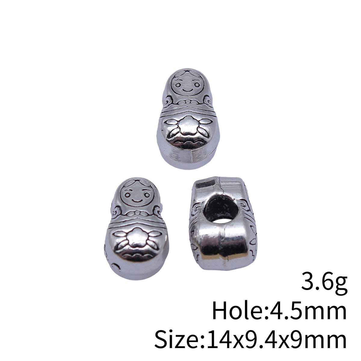 14x9.4x9mm 3.6g Multicolor Zinc Alloy Matryoshka Doll Large Hole Spacer Beads for Handmade Jewelry Making
