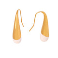 Teardrop Drop Earrings Gold Steel White Enamel Tips view 5