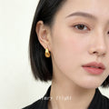 Brushed Silver Teardrop Stud Earrings Matte Water Drop view 2