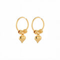 Gold Tone Hoop Double Heart Charm Small Huggie Earrings view 5