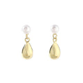 Three Pearl Look and Teardrop Geometric Stud Earrings view 5